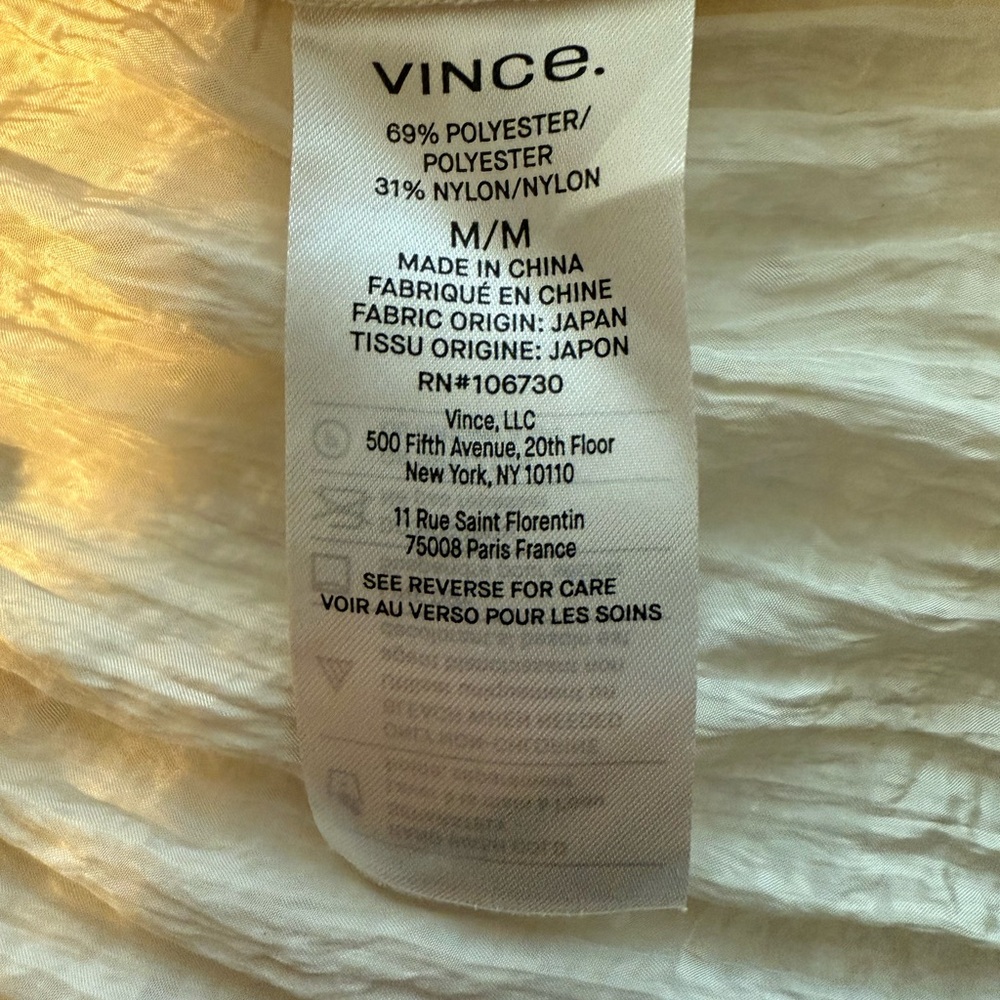 [VINCE] Crinkle V-Neck Popover Blouse in Ivory - Picture 6 of 8
